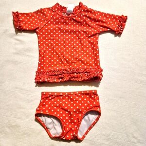 Ruffle Butts girls size 18-24 months 2 piece short sleeve rashguard swim suit